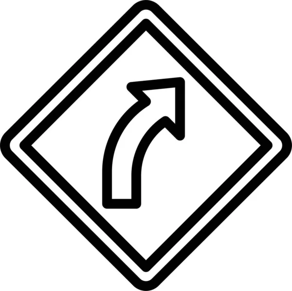 Rechts Signalerende Wegpictogram Contourstijl — Stockvector