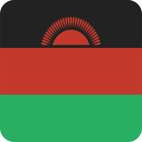 Flaga Kraju Malawi Ikona Płaskim Stylu — Wektor stockowy