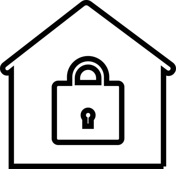 Protección Para Hogar Bloqueado Casa Proteger Icono Del Hogar Estilo — Vector de stock