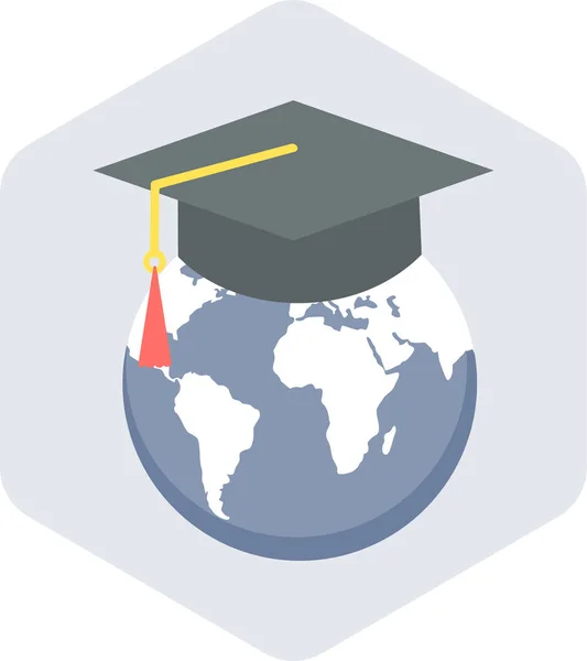 Education World Globe Icon Flat Style — Stock Vector