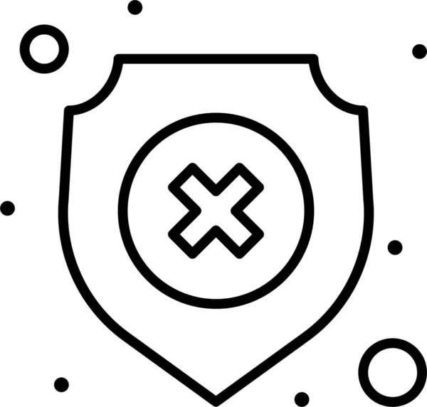 Antivirus Bescherming Schild Pictogram Omtrek Stijl — Stockvector