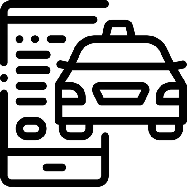 Icono Taxi Teléfono Línea — Vector de stock