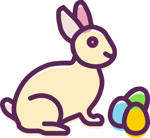 填充形状的兔蛋图标 轮廓样式 — 图库矢量图片