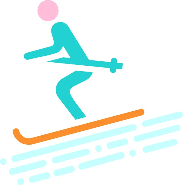 Spiel Erholung Ski Ikone Flachen Stil — Stockvektor