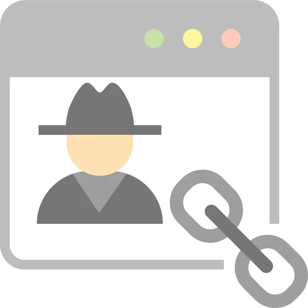 Criminele Hacker Link Pictogram Platte Stijl — Stockvector