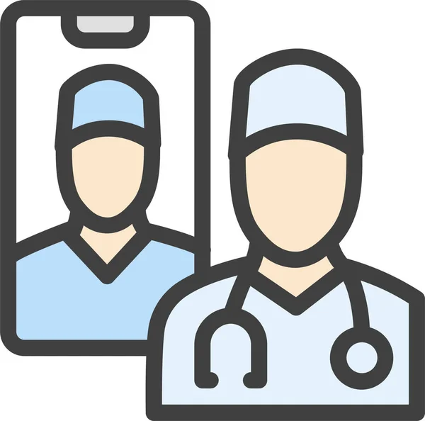 Médico Línea Médico Icono Médico Estilo Esquema Lleno — Vector de stock