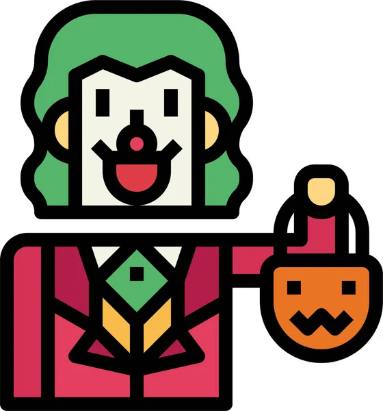 Monstruo Joker Halloween Icono — Vector de stock