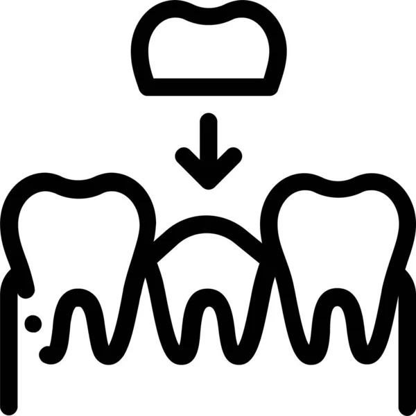 Kroon Stomatologie Tand Pictogram Omtrek Stijl — Stockvector