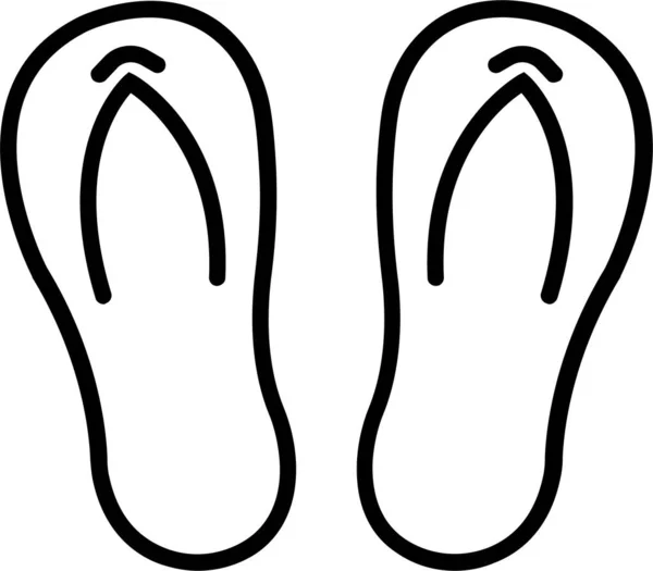 Zee Schoenen Slippers Pictogram Omtrek Stijl — Stockvector