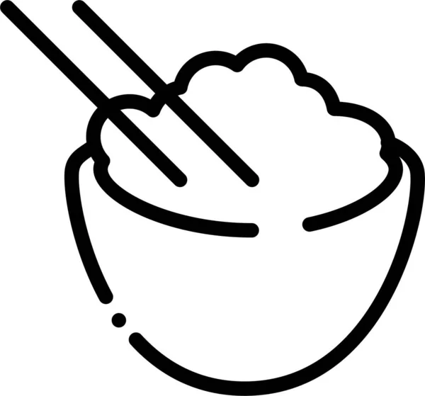 碗中筷子图标的轮廓风格 — 图库矢量图片