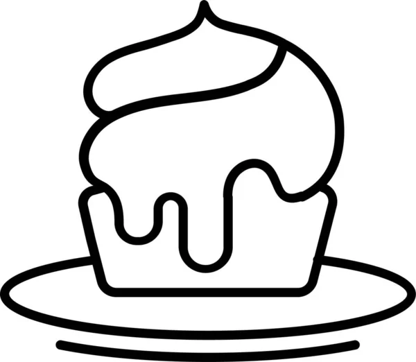 Kuchen Dessert Essen Ikone — Stockvektor