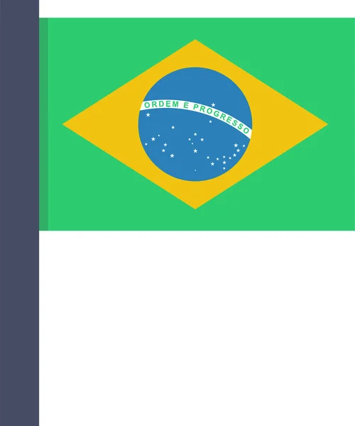 Braziliaanse Vlag Pictogram Platte Stijl — Stockvector