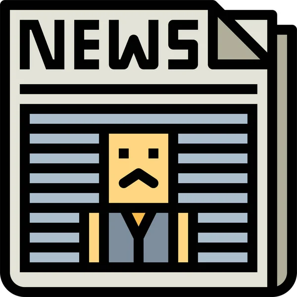 Periódico Noticias Icono Del Periódico Estilo Contorno Lleno — Vector de stock