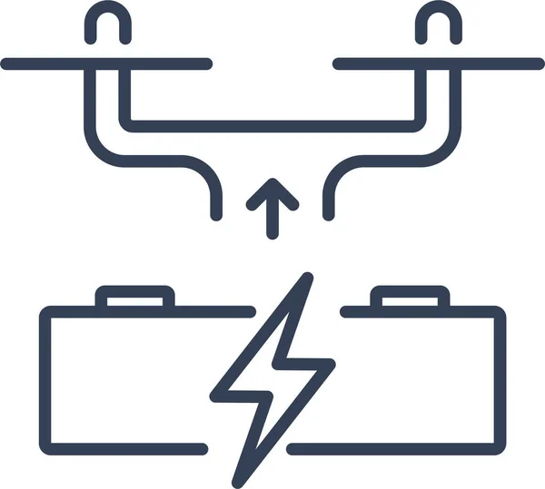 Icono Del Motor Energía Acumulador Estilo Esquema — Archivo Imágenes Vectoriales