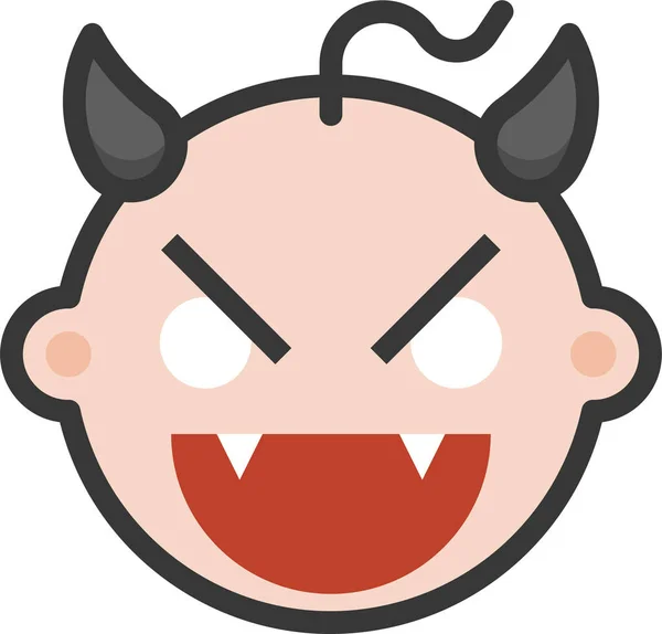 Icône Emoji Bébé Diable Dans Style Contour Rempli — Image vectorielle