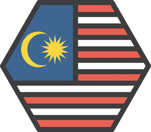 Icono Bandera Del País Asiático Estilo Contorno Lleno — Archivo Imágenes Vectoriales