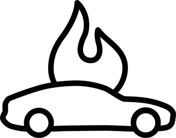 Car Fire Incident Icon Outline Style — Stock Vector