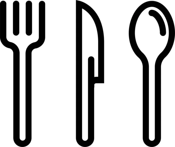 Tenedor Cuchillo Cocina Icono Estilo Esquema — Archivo Imágenes Vectoriales