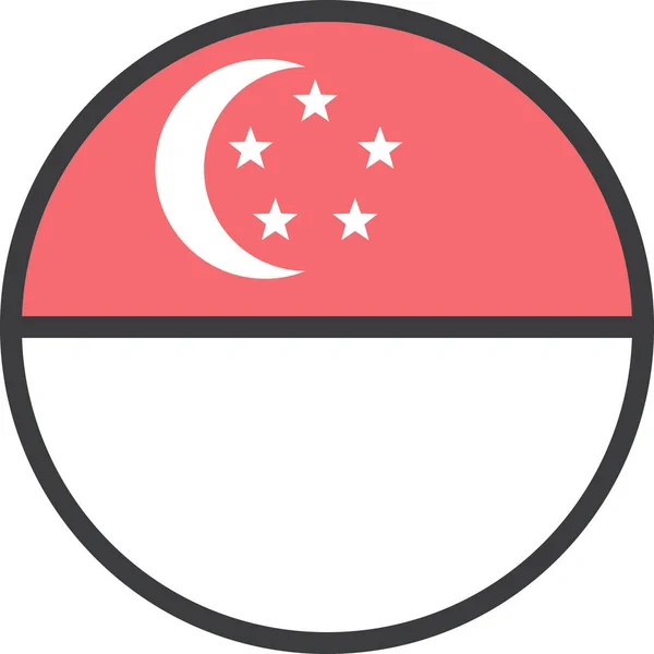 Aziatische Land Vlag Pictogram Gevulde Outline Stijl — Stockvector