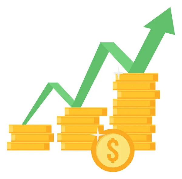 Increase Revenue Sales Icon Flat Style — Stock Vector