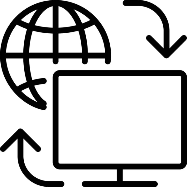 Ordenador Icono Carga Internet Estilo Esquema — Vector de stock