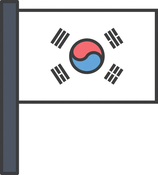 Icono Bandera Del País Asiático Estilo Contorno Lleno — Vector de stock