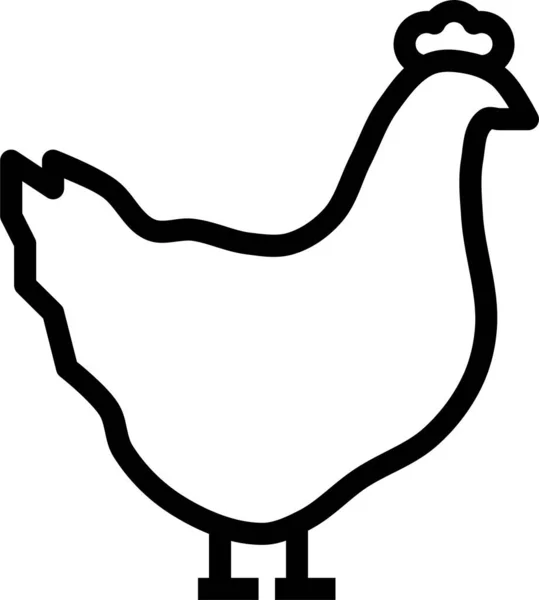 Bird Chicken Farm Icon Outline Style — Stock Vector