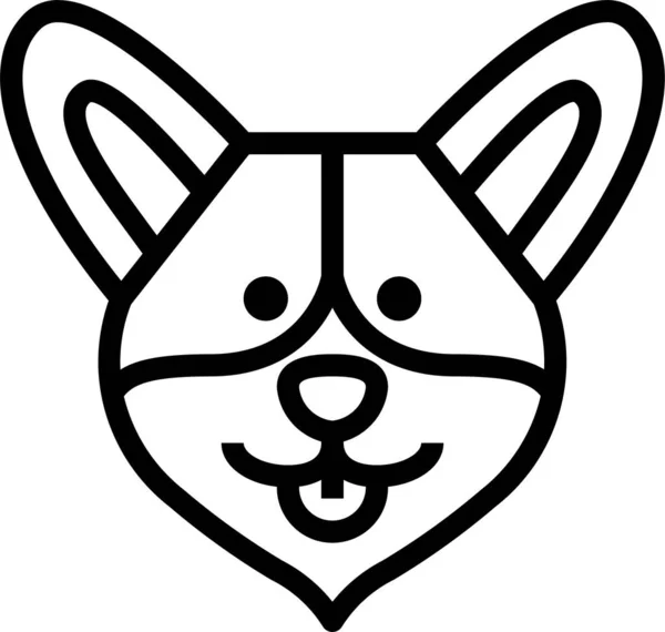 科吉宠物狗图标 轮廓风格 — 图库矢量图片