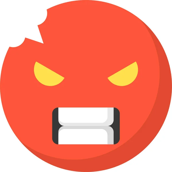 Ikon Emoticon Emoji Yang Marah Dalam Gaya Datar - Stok Vektor