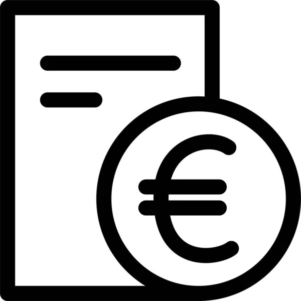 Coin Dokument Icône Euro Dans Style Contour — Image vectorielle