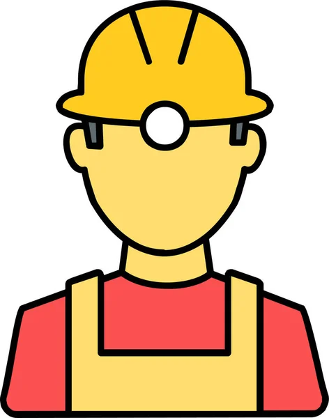 Engineer Worker Architecture Icon Filled Outline Style — Stock Vector