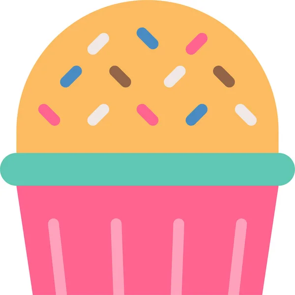 Gâteau Cupcake Dessert Icône Dans Style Plat — Image vectorielle