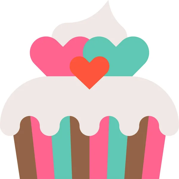 Pastel Cupcake Postre Icono Estilo Plano — Archivo Imágenes Vectoriales