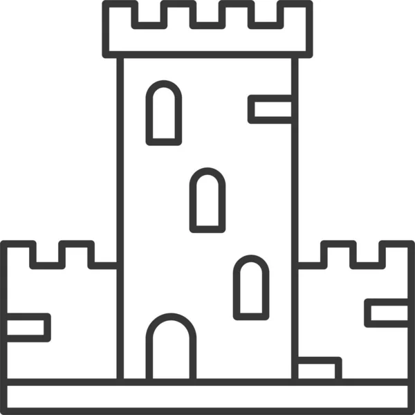 Ikona Architektury Rozrywkowej Zamek Stylu Zarysu — Wektor stockowy