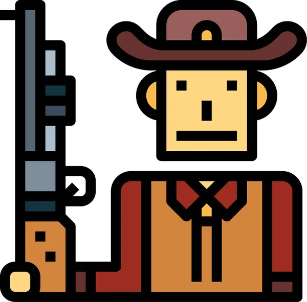 Cowboy Shotgun Hunter Pictogram — Stockvector