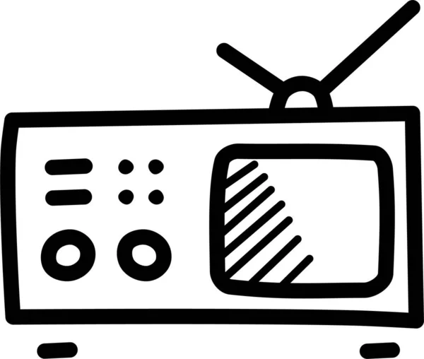 Icono Televisión Portátil Entretenimiento Estilo Dibujado Mano — Archivo Imágenes Vectoriales