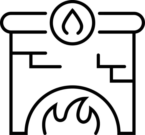 Open Haard Gas Verwarming Pictogram — Stockvector