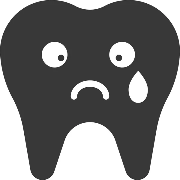 Llora Icono Emoji Dental Estilo Sólido — Vector de stock