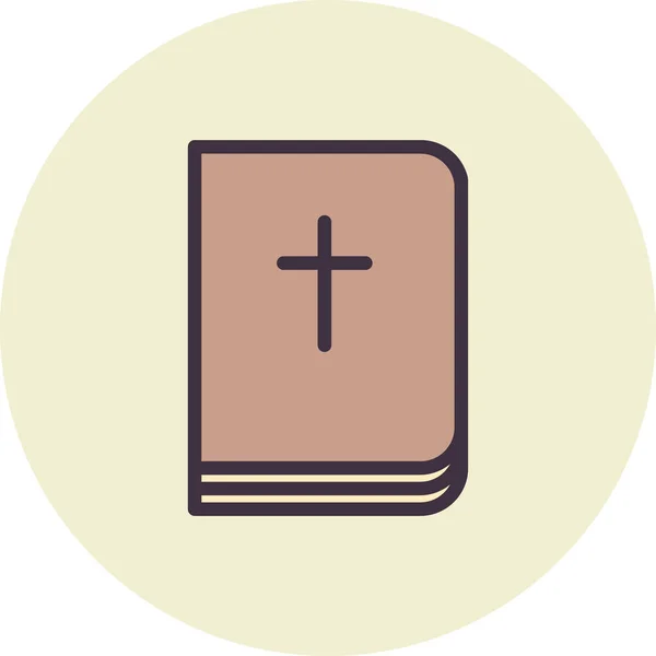 Bibel Bok Kristen Ikon Fylld Kontur Stil — Stock vektor