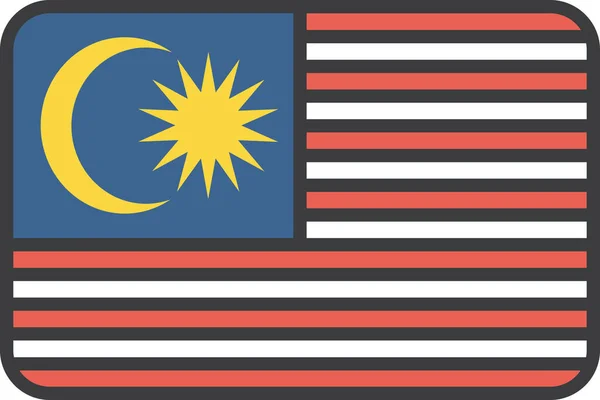 Ícone Bandeira País Asiático Estilo Esboço Preenchido —  Vetores de Stock