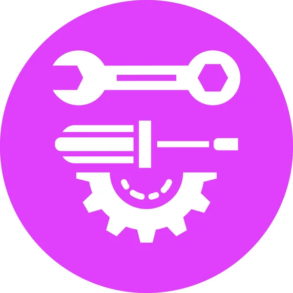 Cog Labor Repair Icon Solid Style — Stock Vector