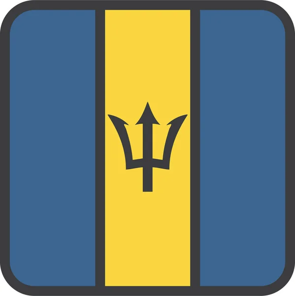 Ikona Vlajky Země Barbados Stylu Vyplněného Osnovy — Stockový vektor