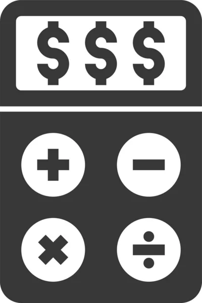 Calcular Ícone Moeda Calculadora Estilo Sólido — Vetor de Stock