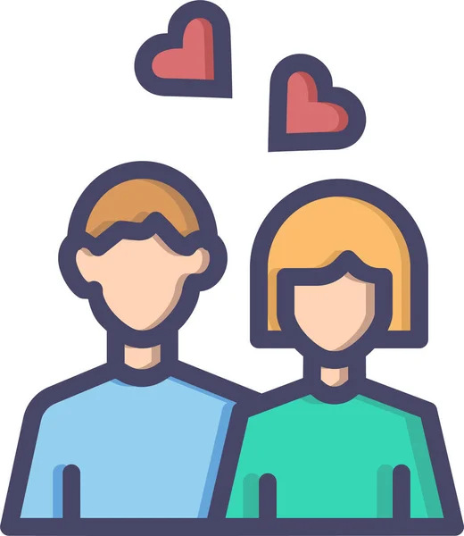 Icône Coeur Jour Couple Dans Modèle Rempli Contour — Image vectorielle