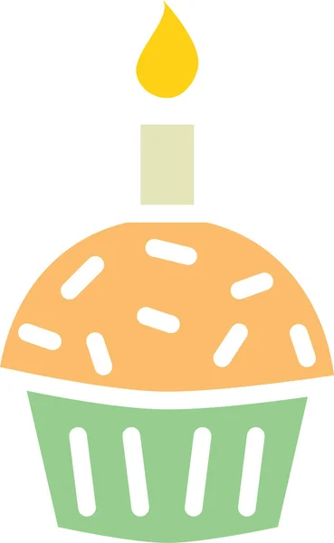 Pastel Vela Postre Icono Estilo Plano — Vector de stock