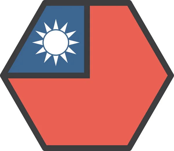 亚洲国家国旗图标 填充型 轮廓型 — 图库矢量图片