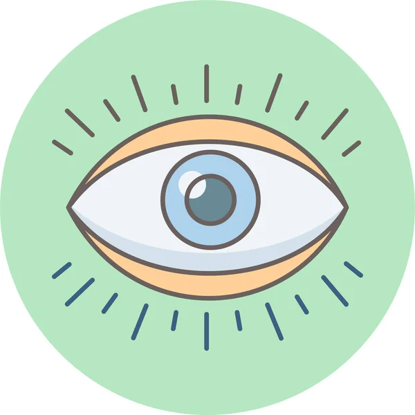 Controlla Esplora Icona Dell Occhio Stile Contorno Pieno — Vettoriale Stock