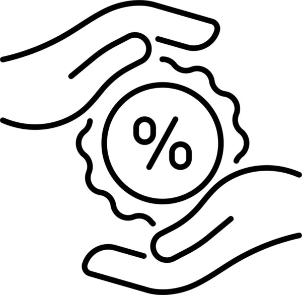 Korting Hand Percentage Pictogram — Stockvector