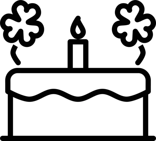 Gâteau Célébrer Icône Jour Dans Style Contour — Image vectorielle