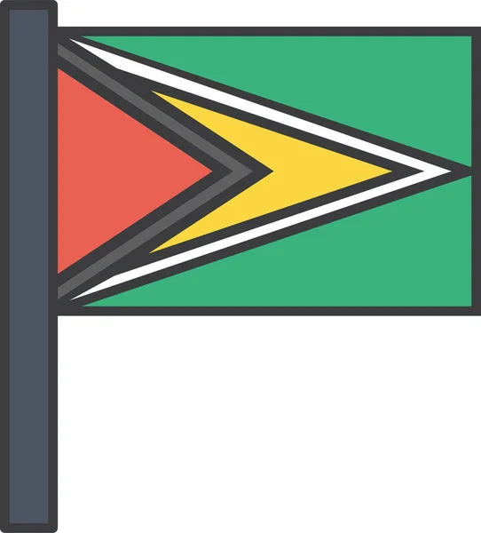 País Bandera Guyana Icono Estilo Contorno Lleno — Archivo Imágenes Vectoriales